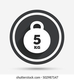 Weight sign icon. 5 kilogram (kg). Sport symbol.
