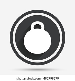 Weight sign icon. Sport symbol. Fitness. Circle flat button with shadow and border. Vector