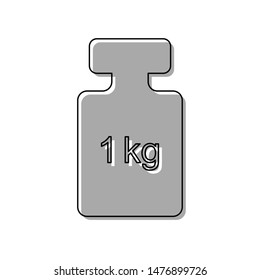 Weight simple sign. Black line icon with gray shifted flat filled icon on white background. Illustration.