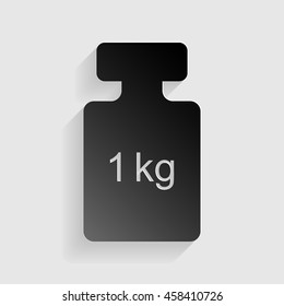 Weight simple sign. Black paper with shadow on gray background.