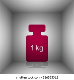 Weight simple sign. Bordo icon with shadow in the room.