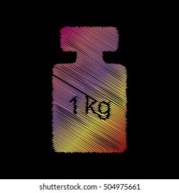 Weight simple sign. Coloful chalk effect on black backgound.
