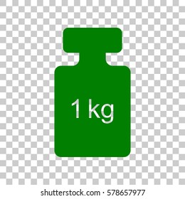 Weight simple sign. Dark green icon on transparent background.