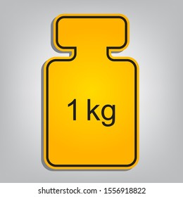 Weight simple sign. Flat orange icon with overlapping linear black icon with gray shadow at whitish background. Illustration.