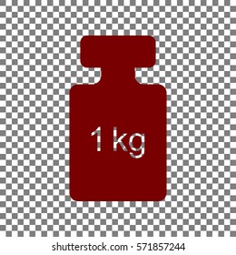 Weight simple sign. Maroon icon on transparent background.