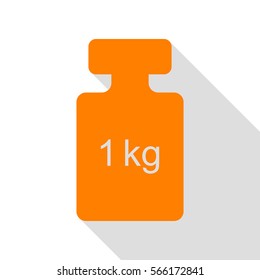 Weight simple sign. Orange icon with flat style shadow path.