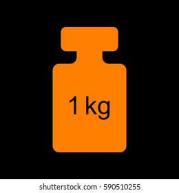 Weight simple sign. Orange icon on black background.