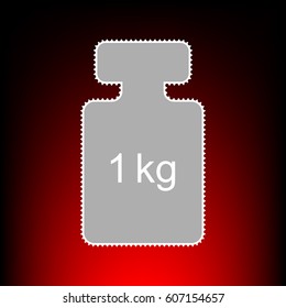 Weight simple sign. Postage stam or old photo style on red-black gradient background.