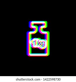 Weight simple sign. Red, green and blue unfocused contour icon at black background. Illustration.