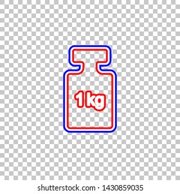 Weight simple sign. Red, white and contour icon at transparent background. Illustration.
