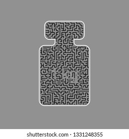 Weight simple sign. Vector. Black maze filled icon with white border at gray background.