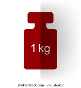 Weight simple sign. Vector. Bordo icon on white bending paper background.
