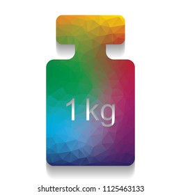 Weight simple sign. Vector. Colorful icon with bright texture of mosaic with soft shadow on white background. Isolated.