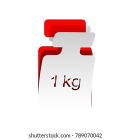 Weight simple sign. Vector. Detachable paper icon with red body stock. Isolated.