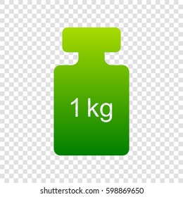 Weight simple sign. Vector. Green gradient icon on transparent background.