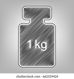 Weight simple sign. Vector. Pencil sketch imitation. Dark gray scribble icon with dark gray outer contour at gray background.