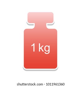 Weight simple sign. Vector. Reddish icon with white and gray shadow on white background. Isolated.