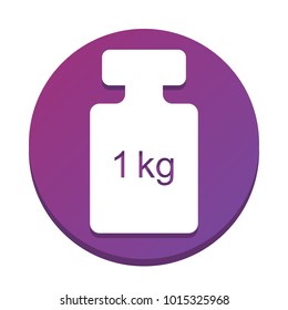 Weight simple sign. Vector. White icon with flat shadow on purpureus circle at white background. Isolated.