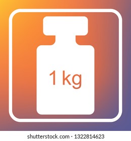Weight simple sign. Vector. White icon on transparent button at orange-violet gradient background.