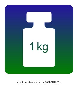 Weight simple sign. Vector. White icon at green-blue gradient square with rounded corners on white background. Isolated.