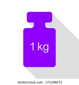 Weight simple sign. Violet icon with flat style shadow path.