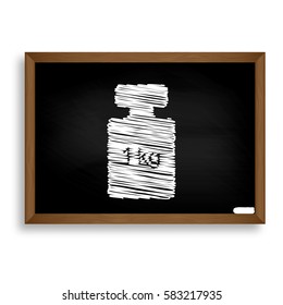 Weight simple sign. White chalk icon on black school board with 