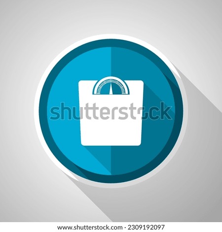 Weight symbol, flat design vector blue icon with long shadow