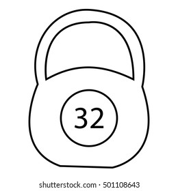 Weight thirty two pounds icon. Outline illustration of weight thirty two pounds vector icon for web