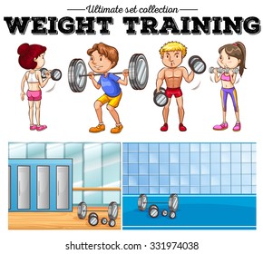 Weight training and gym illustration