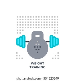 Weight Training. Material Design Illustration Concept. High Quality Pixel Perfect Web Design Graphics. Colorful Collection. Vector Illustration