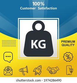 Weight vector glyph color icon. With yellow and blue background option