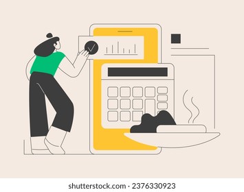 Weight watchers freestyle abstract concept vector illustration. Point counting system, foods clock, weight-loss diet, calories, saturated fat, online program, healthy recipes abstract metaphor.
