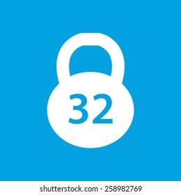 Weight web white icon isolated on a blue background. Vector symbol