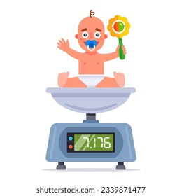 weight for weighing a small child. flat vector illustration.