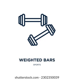 weighted bars icon from sports collection. Thin linear weighted bars, strength, fitness outline icon isolated on white background. Line vector weighted bars sign, symbol for web and mobile