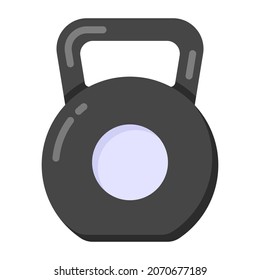 Niña pesada, icono plano de kettlebell  