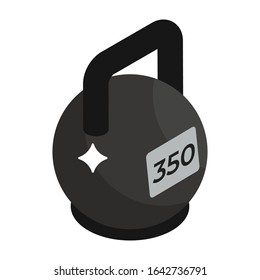 Weighting lifting equipment, kettlebell icon in isometric design