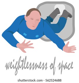 Weightlessness of space astronaut flying vector illustration