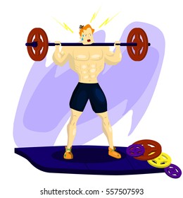 Weightlifter with barbell eps10