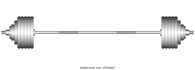 Weightlifter barbell on white background