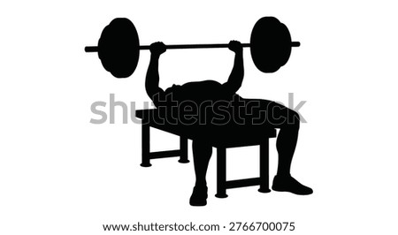 A weightlifter bench pressing with a striking black silhouette