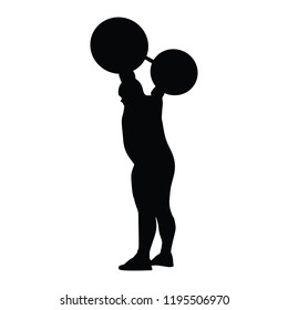 Weightlifter black vector silhouette isolated on white background. 100 kg up.