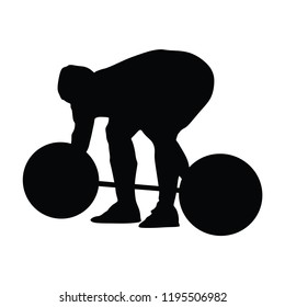 Weightlifter black vector silhouette isolated on white background. 100 kg up.