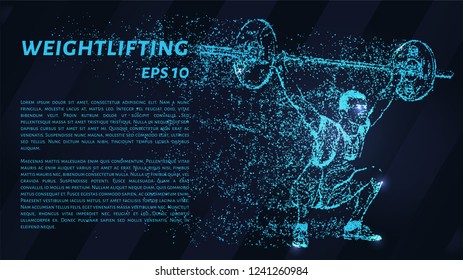 Weightlifter of the blue points of light. Weightlifting concept design