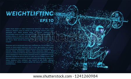 Weightlifter of the blue points of light. Weightlifting concept design