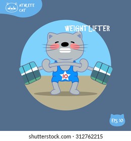 Weightlifter cat illustration