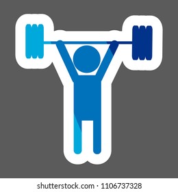 Weightlifter colored sticker. Vector icon person. Layers grouped for easy editing illustration. For your design. 