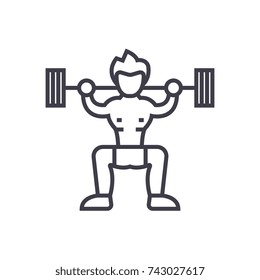 weightlifter  concept vector thin line icon, symbol, sign, illustration on isolated background