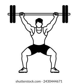 Weightlifter doing a squat clip art. vector illustration