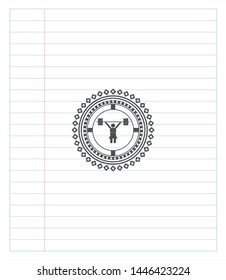 weightlifter girl icon draw (pencil strokes). Vector Illustration. Detailed.